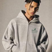 Raheesi Unisex Signature Gray Zipper Hoodie