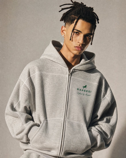Raheesi Unisex Signature Gray Zipper Hoodie