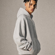 Raheesi Unisex Signature Gray Zipper Hoodie