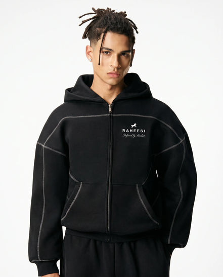 Raheesi Unisex Signature Black Zipper Hoodie