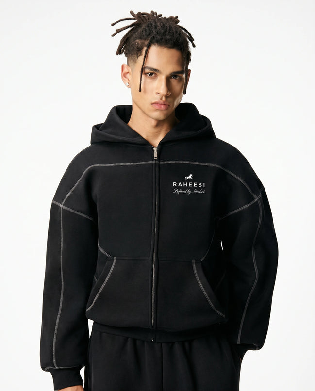 Raheesi Unisex Signature Black Zipper Hoodie