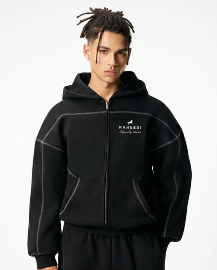 Raheesi Unisex Signature Black Zipper Hoodie
