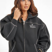 Raheesi Unisex Signature Black Zipper Hoodie Premium Streetwear