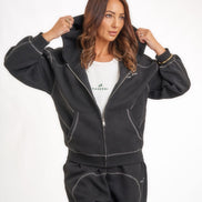 Raheesi Unisex Signature Black Zipper Hoodie Premium Streetwear